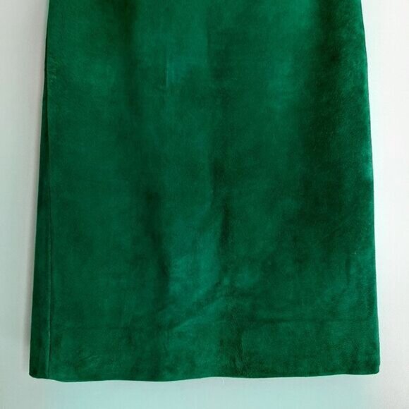 Vintage 100% Genuine Suede Leather Midi Pencil Skirt Green Sz M Flawed - Picture 3 of 16
